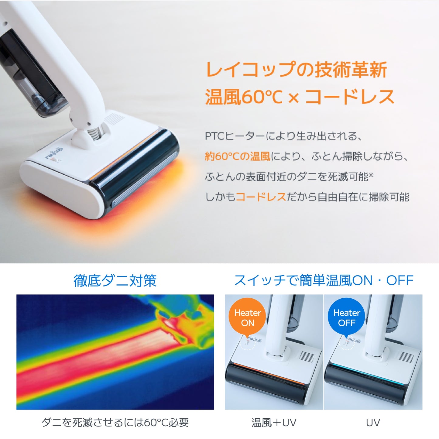温風機能付・コードレスUVふとんクリーナー PRO3