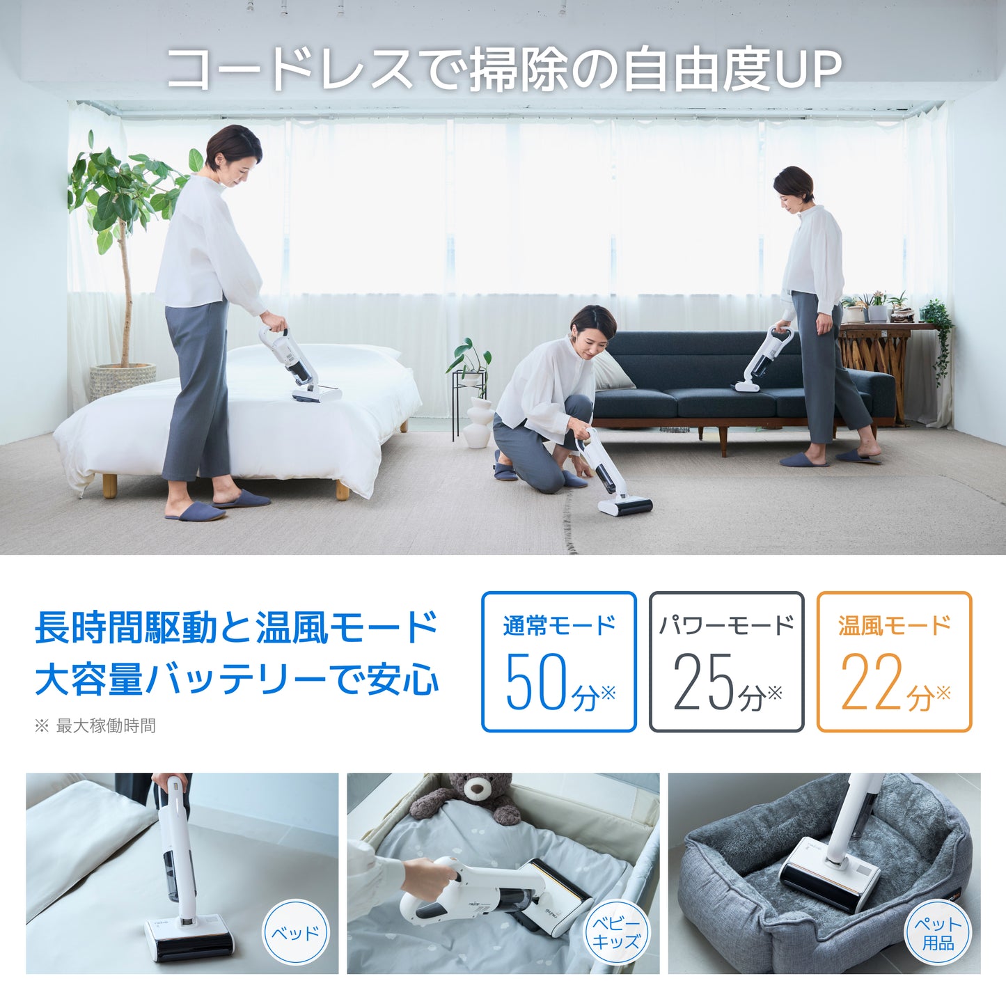 温風機能付・コードレスUVふとんクリーナー PRO3